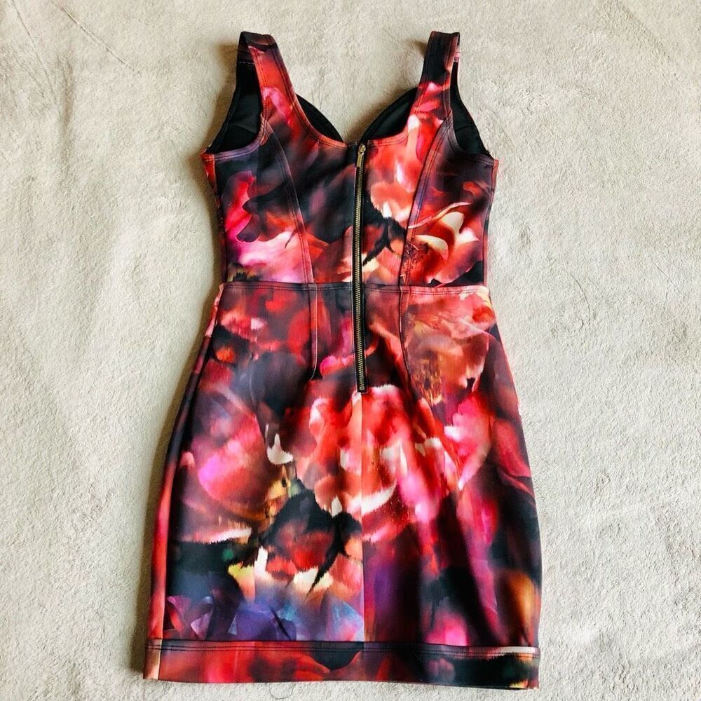 Bebe Red and Black Floral Scuba Dress - Picture 6 of 15